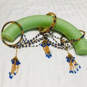 Navy blue and gold connect chain bangles